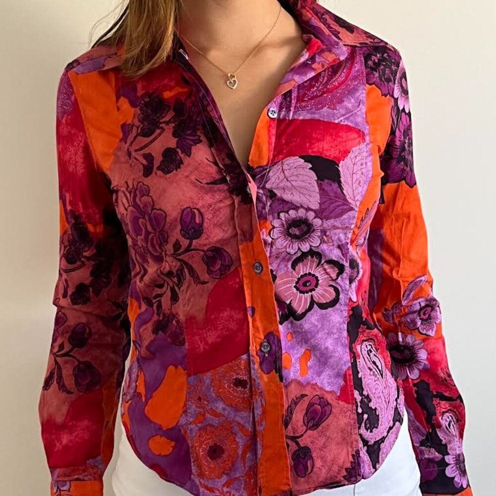 Etro Milano Funky Print Button Down Shirt Size 38